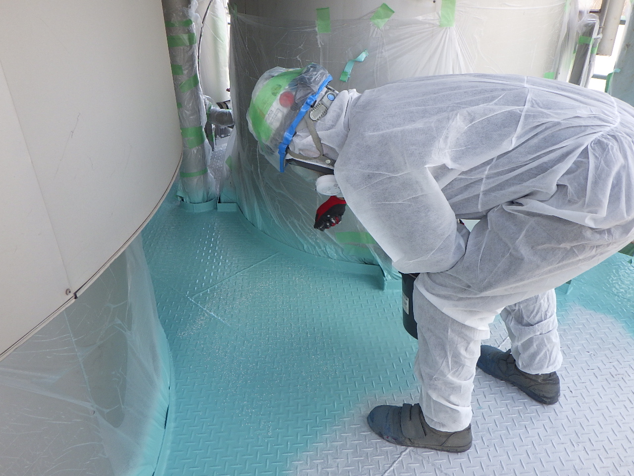 ポリウレア施工実績 食品製造工場　縞鋼板（防錆・補強）NUKOTEポリウレアST